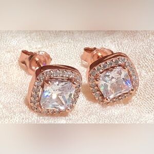 925 Sterling Elegant Rose Gold Stud Earrings